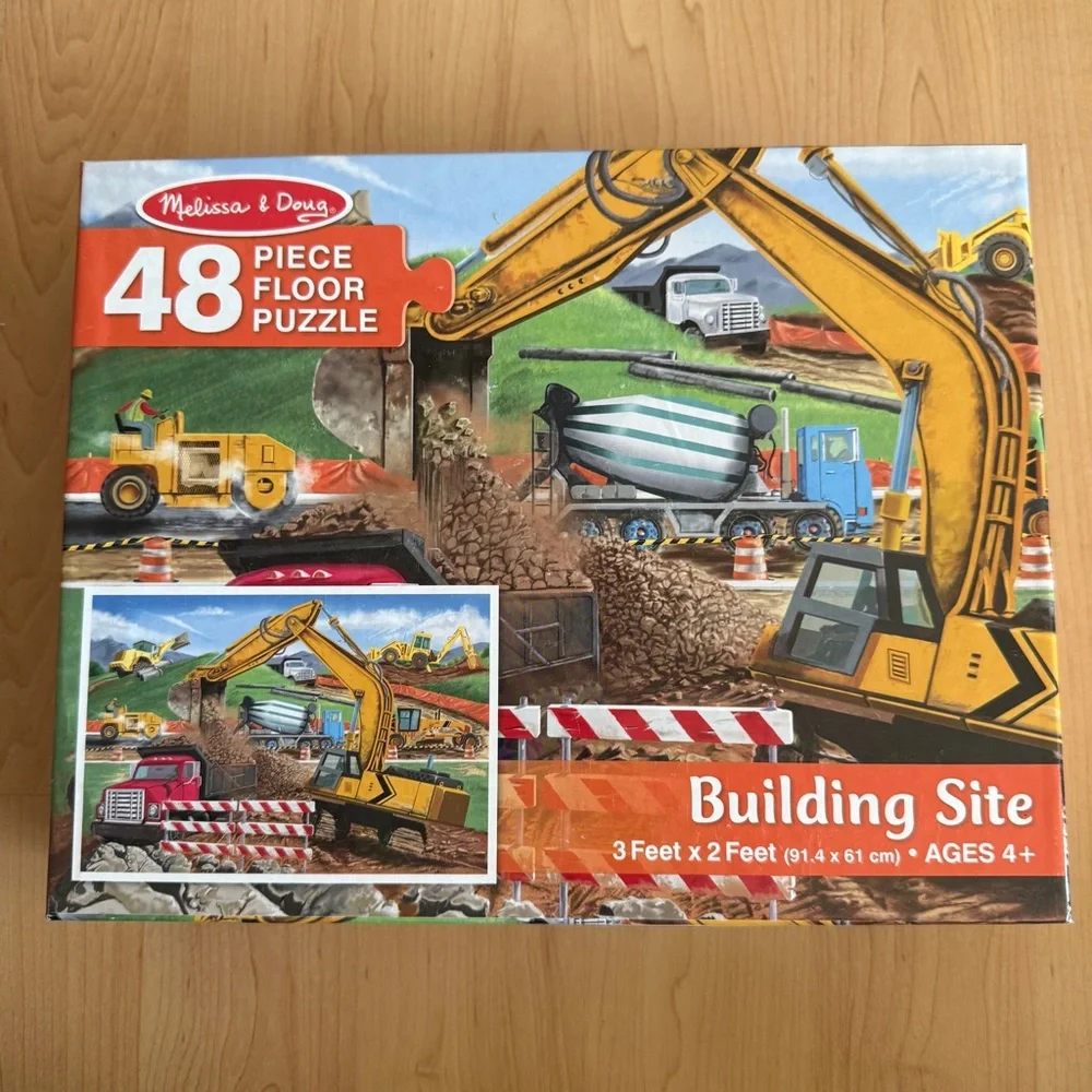 Melissa & Doug 48-Piece Building Site Floor Jigsaw Puzzle, 3 ft x 2 ft, Ages 4+